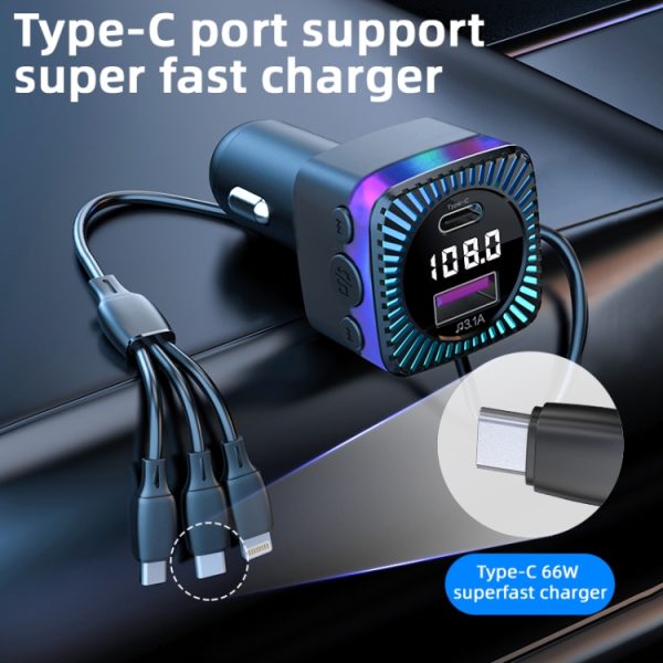 CS5 Auto 3 in 1 Bluetooth 5.3 MP3-speler FM-zender Oplader met kabel
