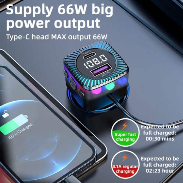 CS5 Auto 3 in 1 Bluetooth 5.3 MP3-speler FM-zender Oplader met kabel