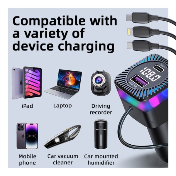 CS5 Auto 3 in 1 Bluetooth 5.3 MP3-speler FM-zender Oplader met kabel