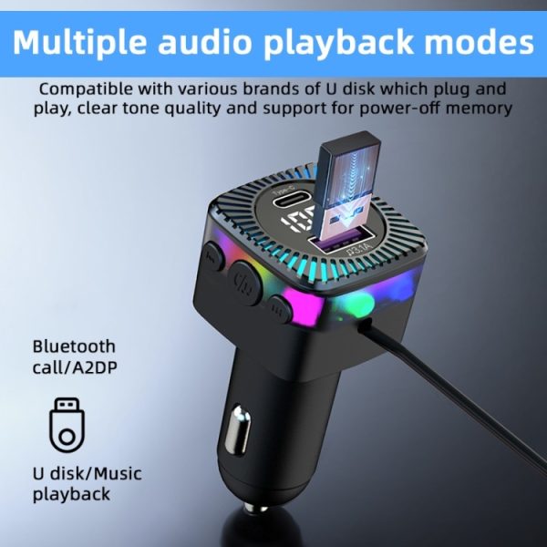 CS5 Auto 3 in 1 Bluetooth 5.3 MP3-speler FM-zender Oplader met kabel