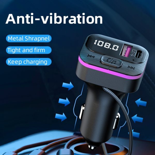 CS3 Met 3 Oplaadkabels 66W Autolader MP3-speler Bluetooth FM-zender