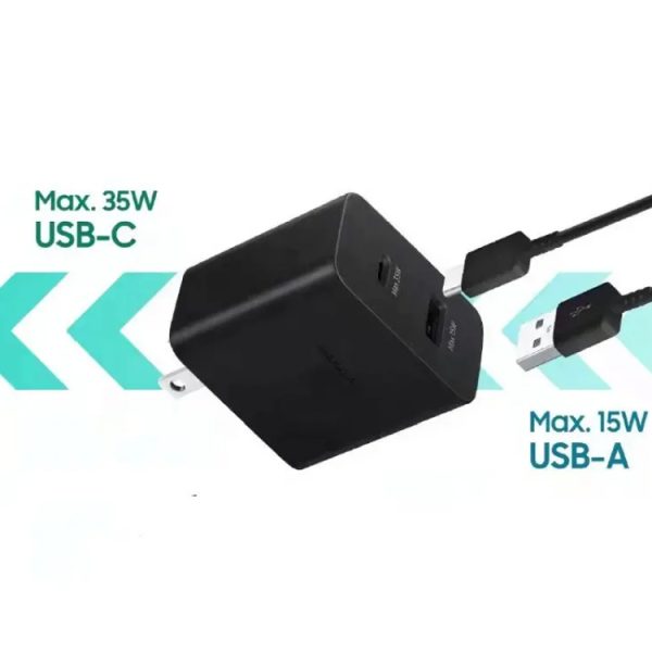 35 W USB-C / Type-C + USB-oplader Ondersteunt PPS / PD-protocol met dubbele Type-C-kabel, EU-stekker