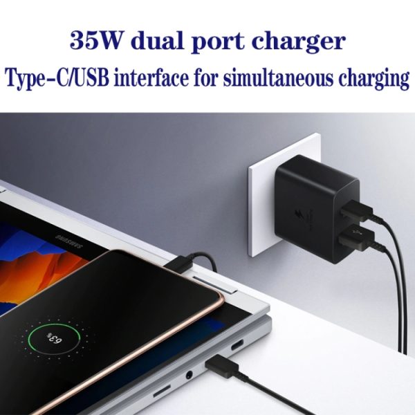 35 W USB-C / Type-C + USB-oplader Ondersteunt PPS / PD-protocol met dubbele Type-C-kabel, EU-stekker