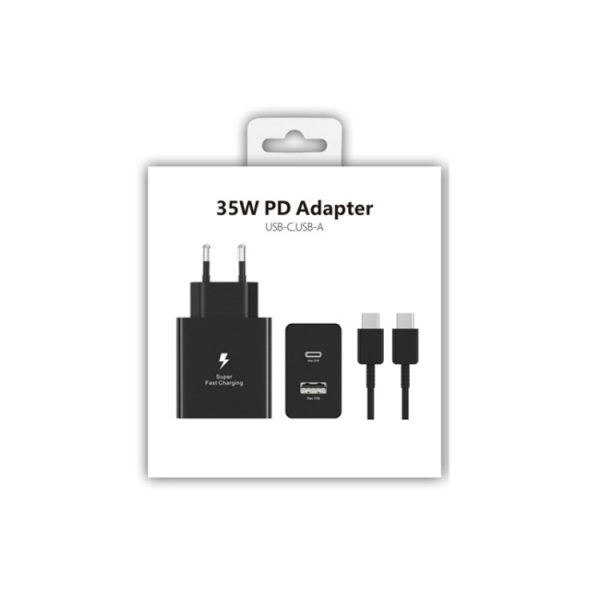 35 W USB-C / Type-C + USB-oplader Ondersteunt PPS / PD-protocol met dubbele Type-C-kabel, EU-stekker