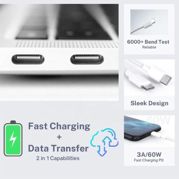 XJ-97 60W 3A USB-C / Type-C naar Type-C snellaaddatakabel voor iPhone 15-serie / iPad-serie, 0.3m, 0.5m, 1m, 2m