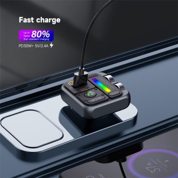 MT04 Auto Bluetooth Adapter Type-C + USB Autolader FM-zender HiFi Muziek MP3-speler