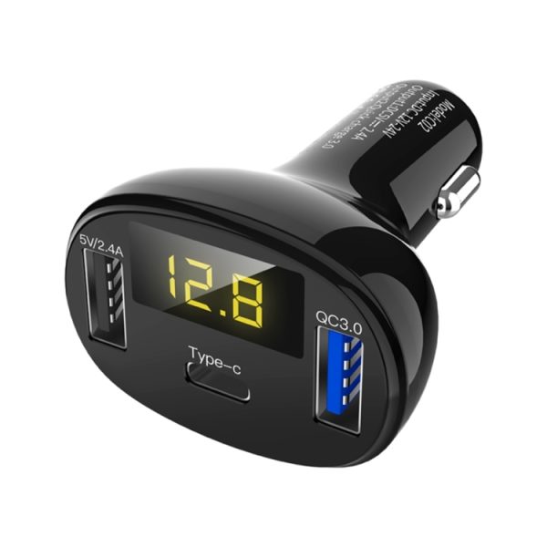 C02 auto-adapter in-car telefoonoplader Type-C snellader QC3.0 dubbele USB-poorten DC5V 2.4A 12 V 24 V sigarettenaansteker Voeding