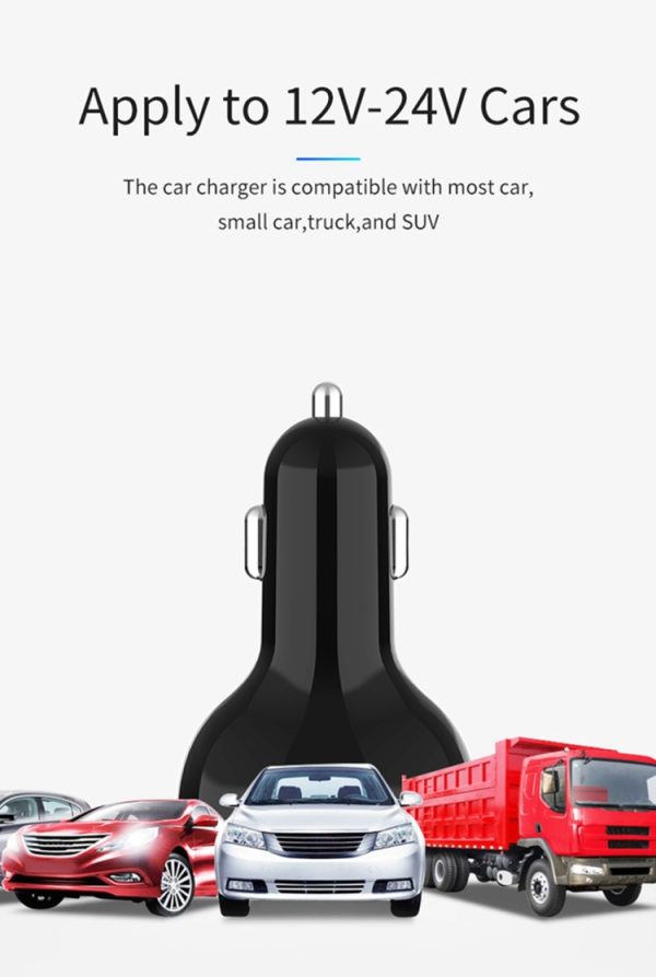 C02 auto-adapter in-car telefoonoplader Type-C snellader QC3.0 dubbele USB-poorten DC5V 2.4A 12 V 24 V sigarettenaansteker Voeding