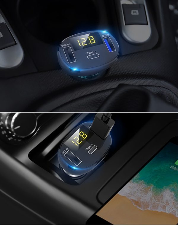 C02 auto-adapter in-car telefoonoplader Type-C snellader QC3.0 dubbele USB-poorten DC5V 2.4A 12 V 24 V sigarettenaansteker Voeding