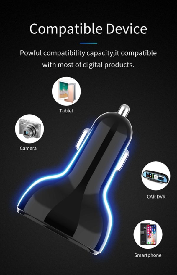 C02 auto-adapter in-car telefoonoplader Type-C snellader QC3.0 dubbele USB-poorten DC5V 2.4A 12 V 24 V sigarettenaansteker Voeding