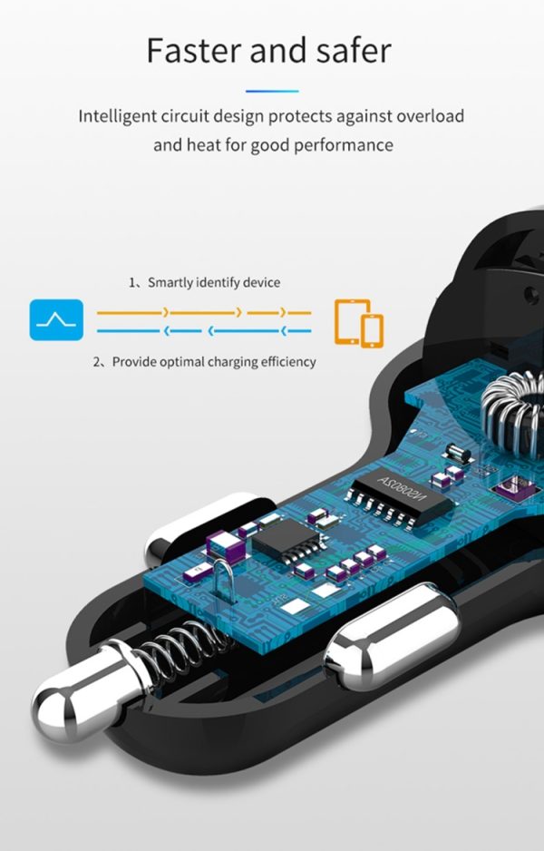 C02 auto-adapter in-car telefoonoplader Type-C snellader QC3.0 dubbele USB-poorten DC5V 2.4A 12 V 24 V sigarettenaansteker Voeding