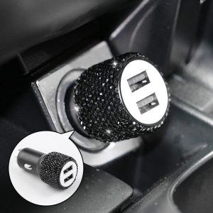 Diamond Car Dual USB snelladende veiligheidshameroplader voor mobiele telefoons, Fast