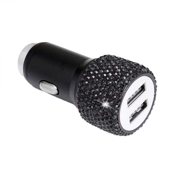 Diamond Car Dual USB snelladende veiligheidshameroplader voor mobiele telefoons, Fast
