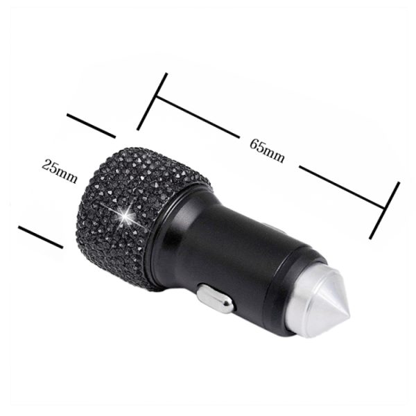 Diamond Car Dual USB snelladende veiligheidshameroplader voor mobiele telefoons, Fast