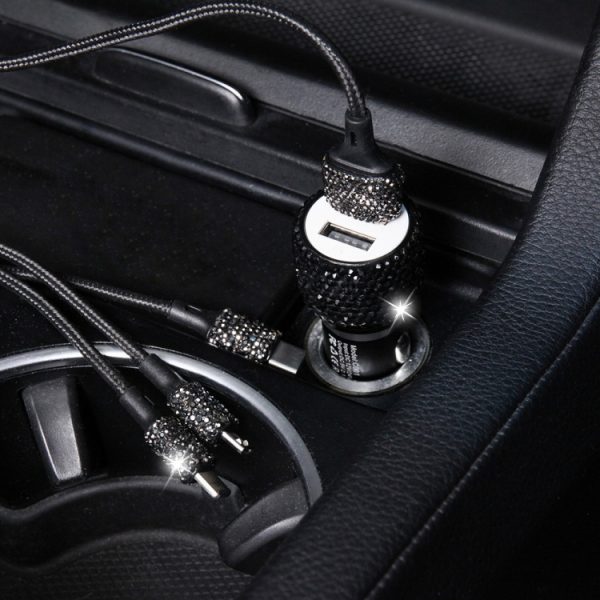 Diamond Car Dual USB snelladende veiligheidshameroplader voor mobiele telefoons, Fast
