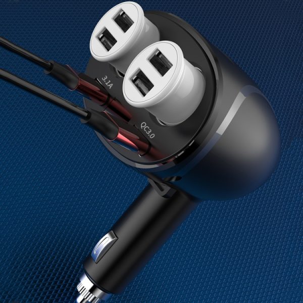 Sigarettenaansteker autolader Dubbele USB QC 3.0 Dubbel snel opladen 6A autolader, WMY-C113