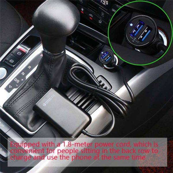 One For Four 8A autolader QC3.0 snelladen 4USB auto voor- en achterbank autolader