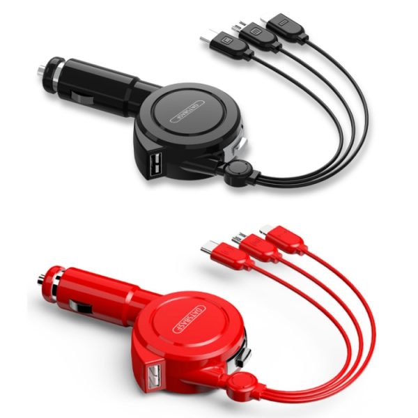 Oatsbasf 3 in 1 multifunctionele autolader datakabel, 1M（Black）, 1M（Red）, 1.5M（Black）, 1.5M（Red）