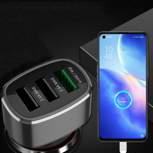 Drie USB-poorten Auto snellader voor Huawei / voor OPPO / VIVO / OnePlus en andere flitsopladers, GT680 Black, GT680 Gray, GT780 Black, GT780 Gray