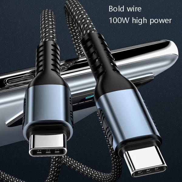 100 W PD Fast Charge Type-C mannelijk naar mannelijk datasynchronisatie gevlochten oplaadkabel, lengte:, 1m, 2m