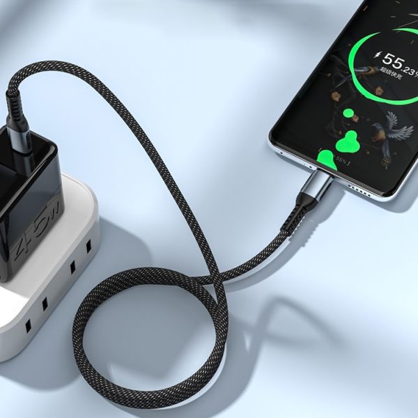 100 W PD Fast Charge Type-C mannelijk naar mannelijk datasynchronisatie gevlochten oplaadkabel, lengte:, 1m, 2m