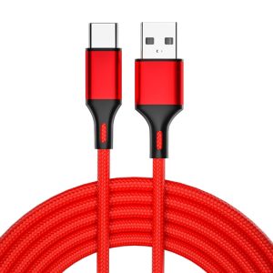 4 STUKS 2.4A USB-C / Type-C naar USB gevlochten snelladende synchronisatiegegevenskabel, lengte:, 0.25m (Red), 0.25m (Blue), 0.25m (Black), 0.25m (Silver), 1m (Red), 1m (Blue), 1m (Black), 1m (Silver), 1.5m (Red), 1.5m (Blue), 1.5m (Black), 1.5m (Silve...