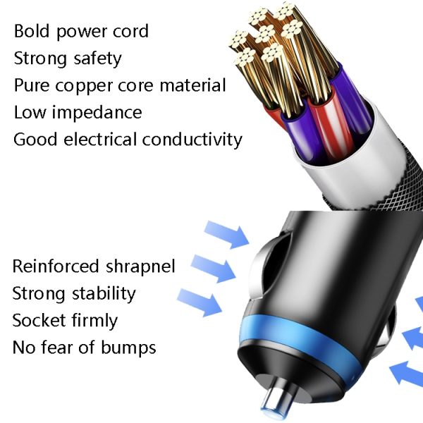 Ozio Autolader Sigarettenaansteker Conversie Plug, Y34QA Black QC3.0 Fast Charge, Y48QA Black All Agreement Flash Charge