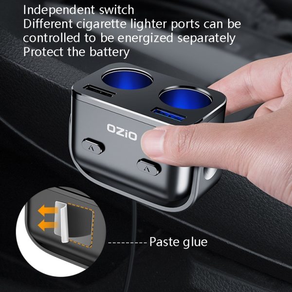 Ozio Autolader Sigarettenaansteker Conversie Plug, Y48QA Black All Agreement Flash Charge