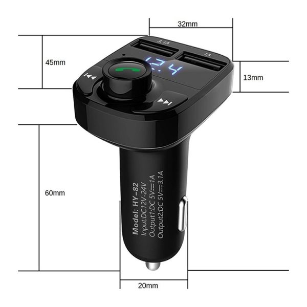 HY82 Auto MP3 Bluetooth-ontvanger Dubbele USB-autolader, HY82 Regular Version, HY82 Fast Charge Version