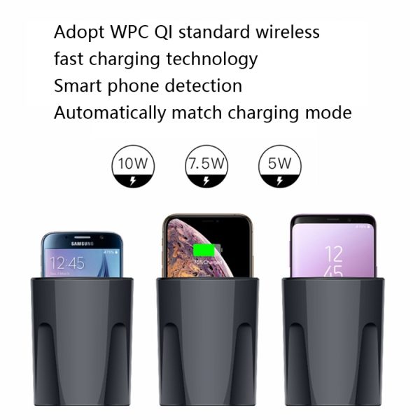 Car Cup 4 in 1 draadloze oplader Ondersteuning 15W / 10W / 7.5W / 5W draadloos opladen, X13