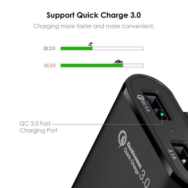 2 STUKS QC3.0 Vier Poorten Snelle 5V 8A Autolader Achterbanklader, 2PCS+Black, 2PCS+White