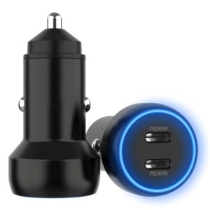 IBD352 autolader met dubbele interface van aluminiumlegering, specificatie:, PD30W+PD30W, Double QC3.0 36W, QC3.0 18W+PD 3.0 20W, Qc3.0 18W+PD 3.0 30W, QC3.0 30W+PD 3.0 30W