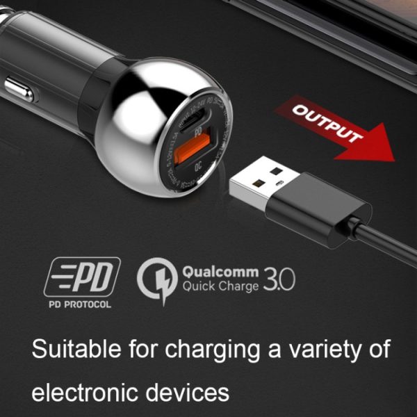LDNIO C1 36W PD + QC 3.0 Autosnellader Krachtige intelligente USB-autolader, with Micro USB Cable, with 8 Pin Cable, with USB-C/Type-C Cable