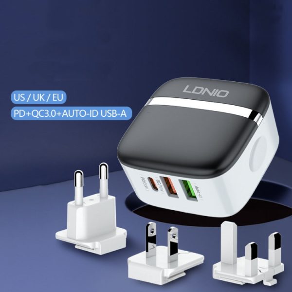 LDNIO A3513Q 32W QC3.0 3 USB-poorten telefoonadapter, US Plug with Micro USB Cable, US Plug with 8 Pin Cable, US Plug with Type-C Cable, US Plug with Type-C to 8 Pin Cable, EU Plug with Micro USB Cable, EU Plug with 8 Pin Cable, EU Plug with Type-C Cab...