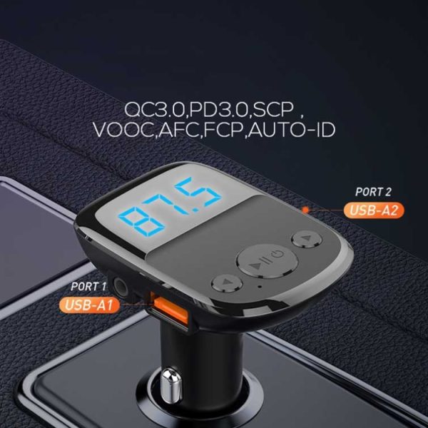 LDNIO C706Q QC3.0+AUTO-ID Auto Bluetooth FM Muziek Digitale Display Autolader, with Micro USB Cable, with 8 Pin Cable, with Type-C/USB-C Cable