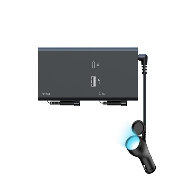 65W PD dubbele kabel intrekbare snelladende auto USB-oplader, 13th-generation