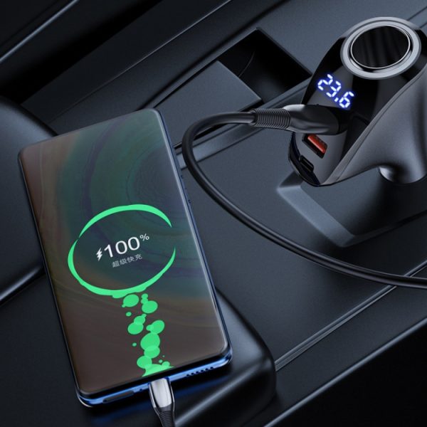 Autolader Multifunctionele Digitale Display QC Opladen Sigarettenaansteker Adapter, AAC Dual USB, CCA Dual PD