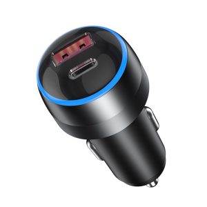 IBD355-1UC 18W + 45W slimme autolader Dual-port metalen telefoon snellader, 63W