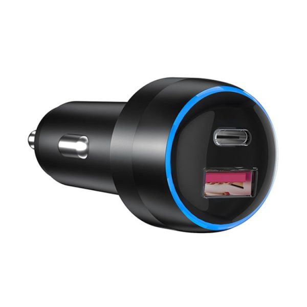 IBD355-1UC 18W + 45W slimme autolader Dual-port metalen telefoon snellader, 63W