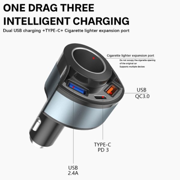 5V3A Sigarettenaansteker PD Supersnel opladende multifunctionele autolader, 5V 3A Black, 5V 3A White