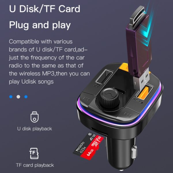 Yesido Y45 Auto PD Oplader Sigarettenaansteker QC Auto Opladen USB Bluetooth Digitale Display FM, Y45