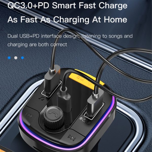 Yesido Y45 Auto PD Oplader Sigarettenaansteker QC Auto Opladen USB Bluetooth Digitale Display FM, Y45