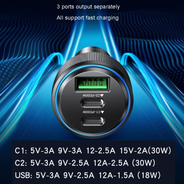 Yesido Y50 auto USB3.0 snellader 30W aluminiumlegering PD snel opladen, Y50