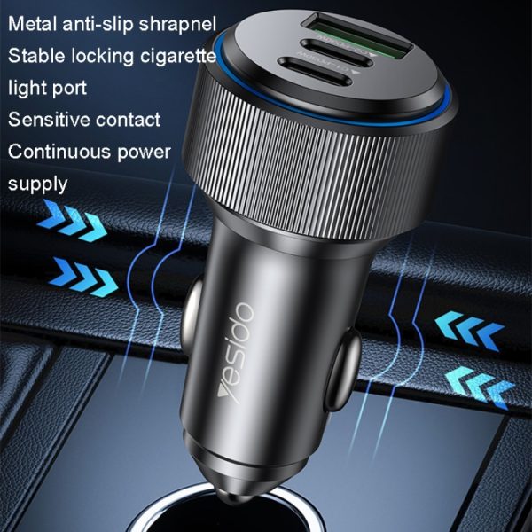 Yesido Y50 auto USB3.0 snellader 30W aluminiumlegering PD snel opladen, Y50