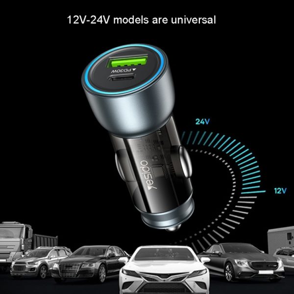 Yesido Y49 auto USB3.0 snellader 30W doorschijnend PD snel opladen, Y49
