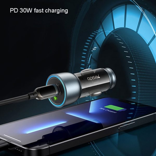 Yesido Y49 auto USB3.0 snellader 30W doorschijnend PD snel opladen, Y49