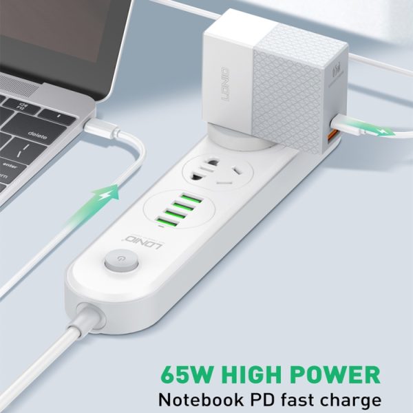 LDNIO A2620C 65W universele telefoon-tabletlader Type-C/USB-C-poort snellader, 65W EU Plug, 65W UK Plug, 65W US Plug