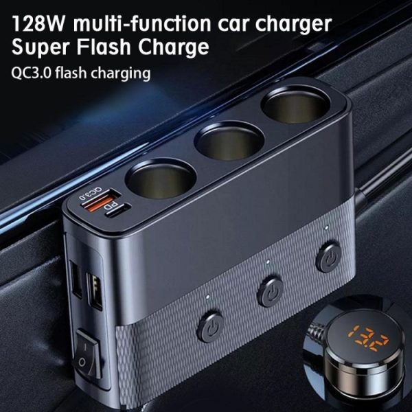 Auto Sigarettenaansteker USB3.0/PD Interface 128W Autolader