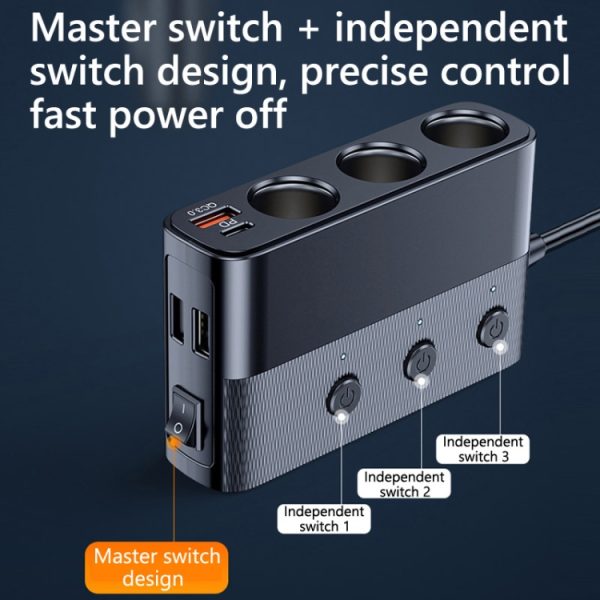 Auto Sigarettenaansteker USB3.0/PD Interface 128W Autolader