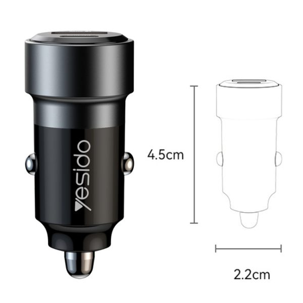Autolader QC3.0+PD30W Type-C/USB-C+USB Dual Port Quick Charge, Yesido Y54 With 8 Pin To Type-C/USB-C Line, Yesido Y55 With Double Type-C/USB-C Port Line